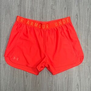Under Armour Women's Red and Orange Athletic Shorts